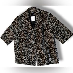Maggie Barnes Leopard Print Blazer Womens Plus Size 1X (18-20) Jacket Button Up